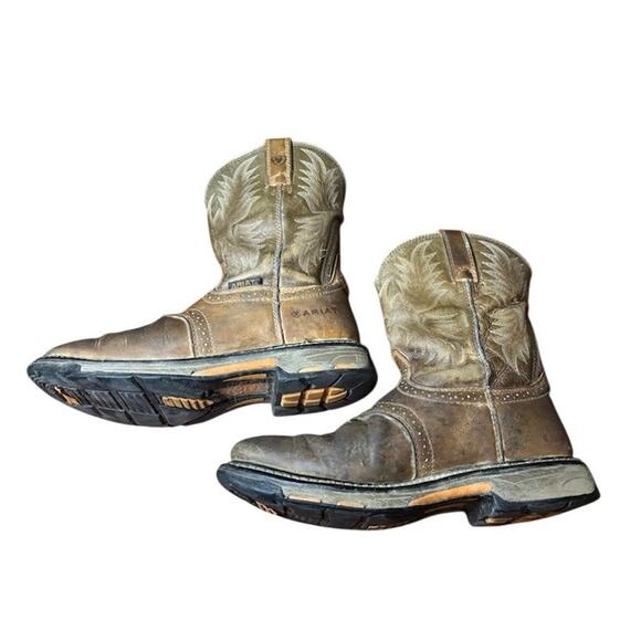 Ariat Work Boots Mens Brown Leather Western Workwear Boots Durable Size 9.5 main image 9
